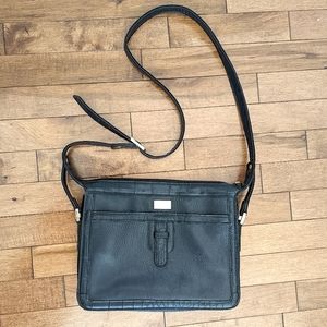 Vintage Cornell Crossbody Bag Purse Black PU Leather